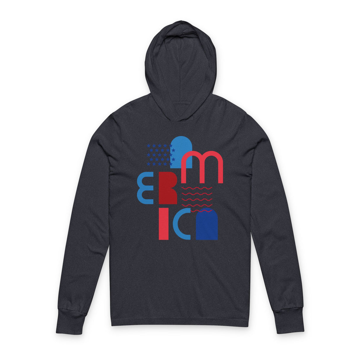 DOGEBROS Unisex Hooded Long Sleeve Tee with Abstract Design, Casual Tee, Gift for Her/Him, Summer Wear, Outdoor Apparel, Trendy Streetwear