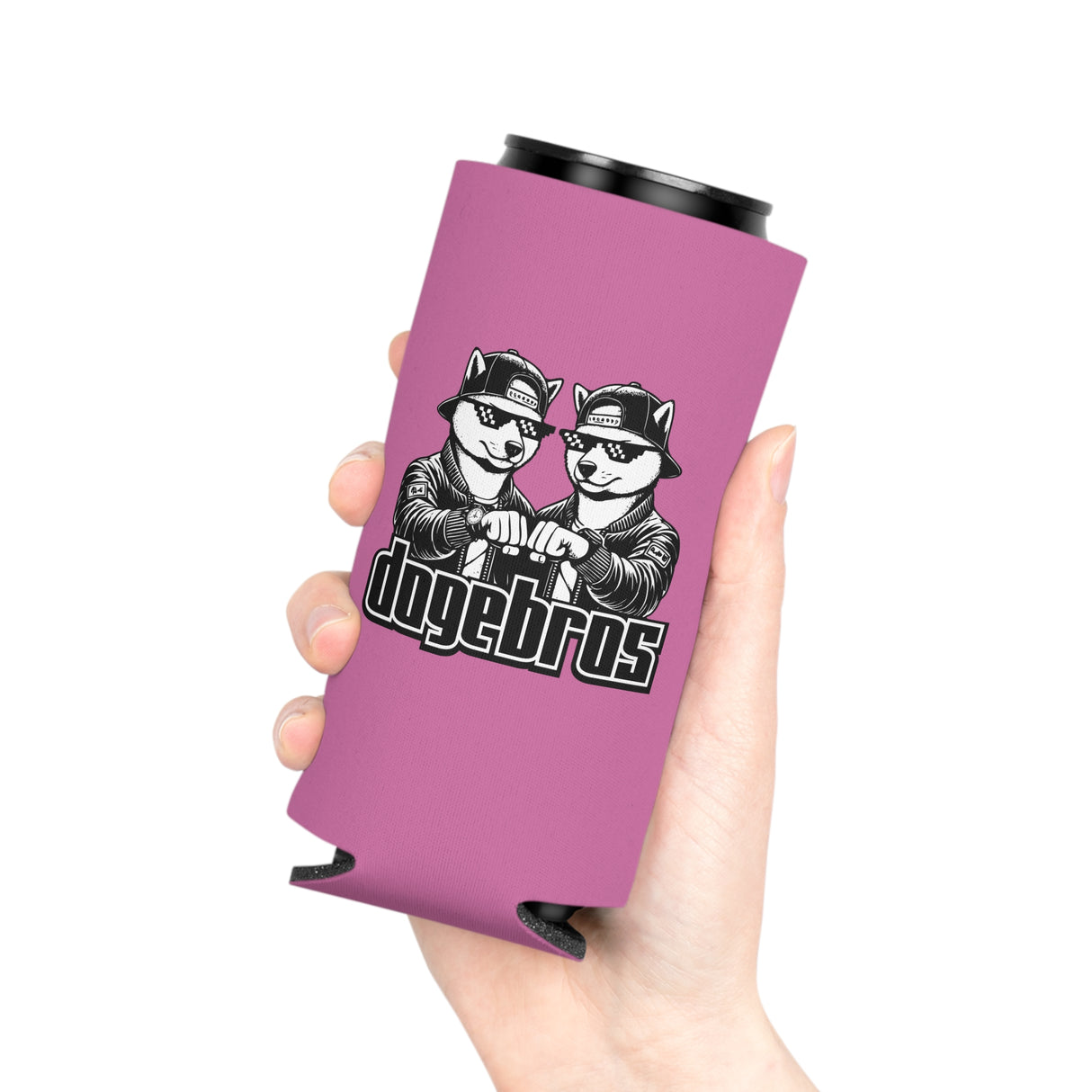 DOGEBROS Funny Can Cooler, Dog-Themed Party Favors, Perfect for BBQs, Tailgates, Gifts for Dog Lovers, Unique Drink Holder - LIGHT PINK