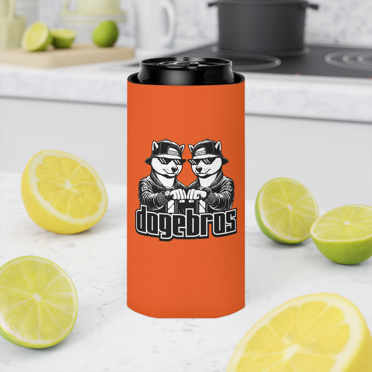 DOGEBROS Funny Can Cooler, Dog-Themed Party Favors, Perfect for BBQs, Tailgates, Gifts for Dog Lovers, Unique Drink Holder - ORANGE