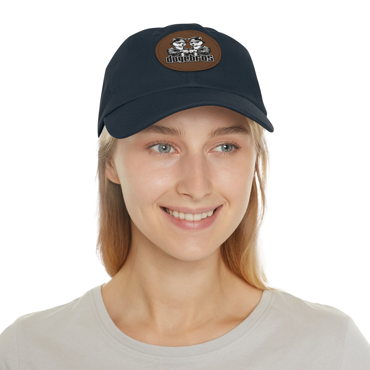 DOGEBROS Stylish Hat with Leather Patch, Casual Cap, Unique Gift for Dads, Trendy Accessories, Perfect for Everyday Wear or Special Occasions