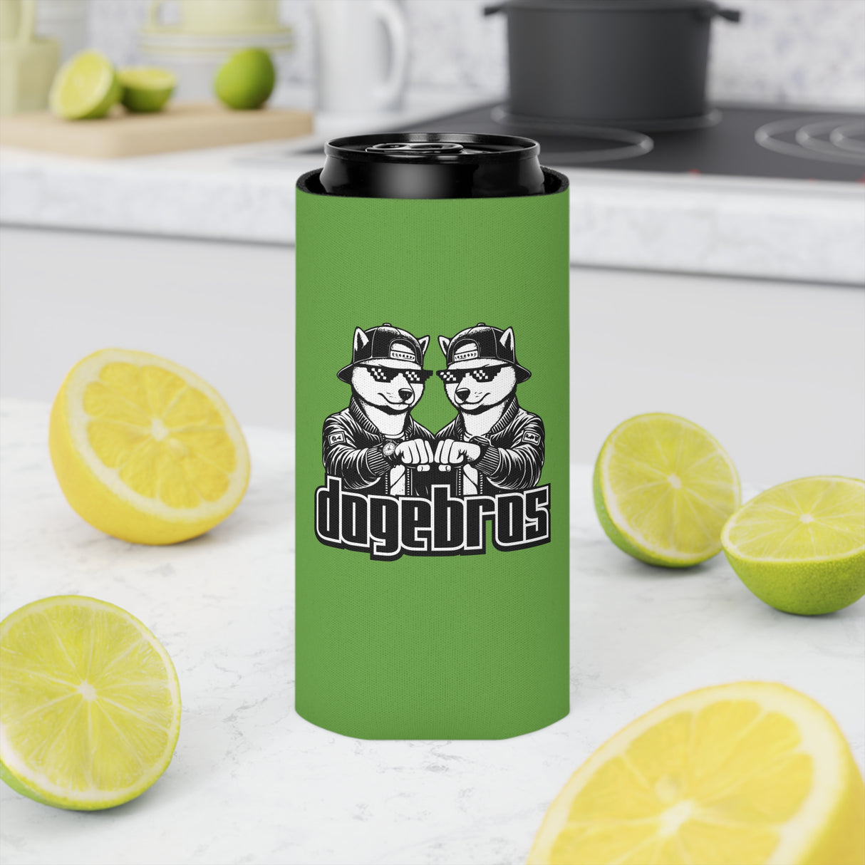 DOGEBROS Funny Can Cooler, Dog-Themed Party Favors, Perfect for BBQs, Tailgates, Gifts for Dog Lovers, Unique Drink Holder - GREEN