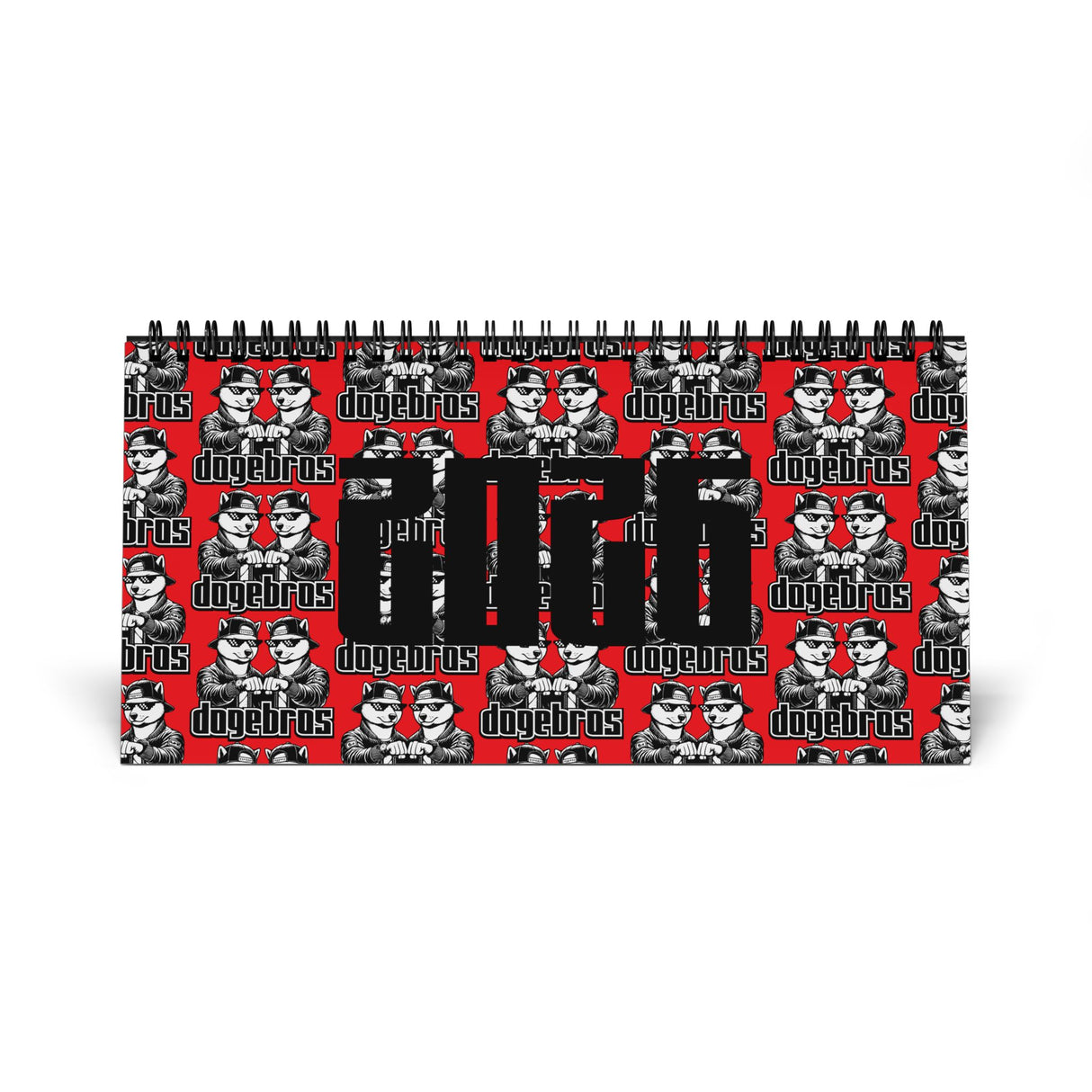 2026 DOGEBROS Desktop Calendar — Spiral-Bound Grid Monthly Planner