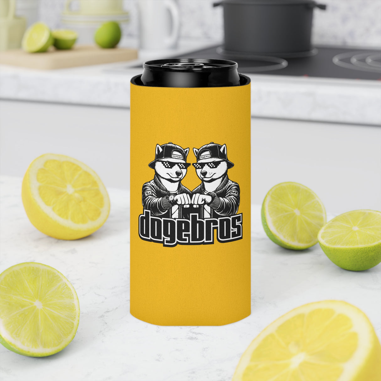 DOGEBROS Funny Can Cooler, Dog-Themed Party Favors, Perfect for BBQs, Tailgates, Gifts for Dog Lovers, Unique Drink Holder - YELLOW