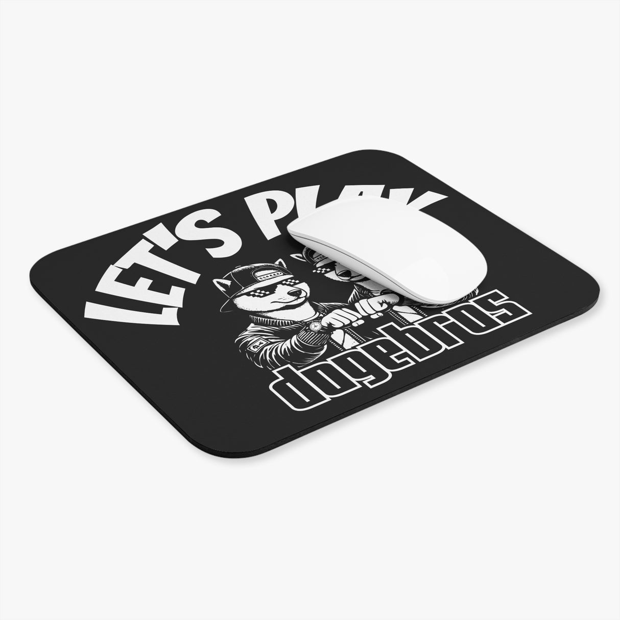 DOGEBROS "LET'S PLAY" Mouse Pad | Funny Office Decor, Gift for Tech Lovers, Gaming Accessories, Home Office Essentials - BLACK