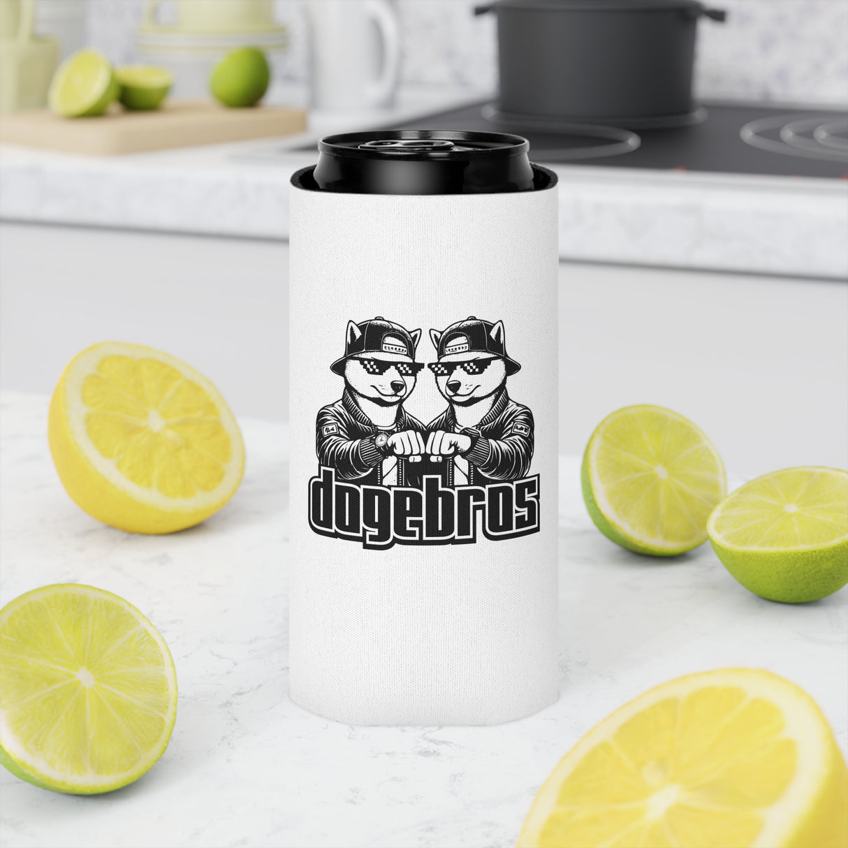 DOGEBROS Funny Can Cooler, Dog-Themed Party Favors, Perfect for BBQs, Tailgates, Gifts for Dog Lovers, Unique Drink Holder - WHITE