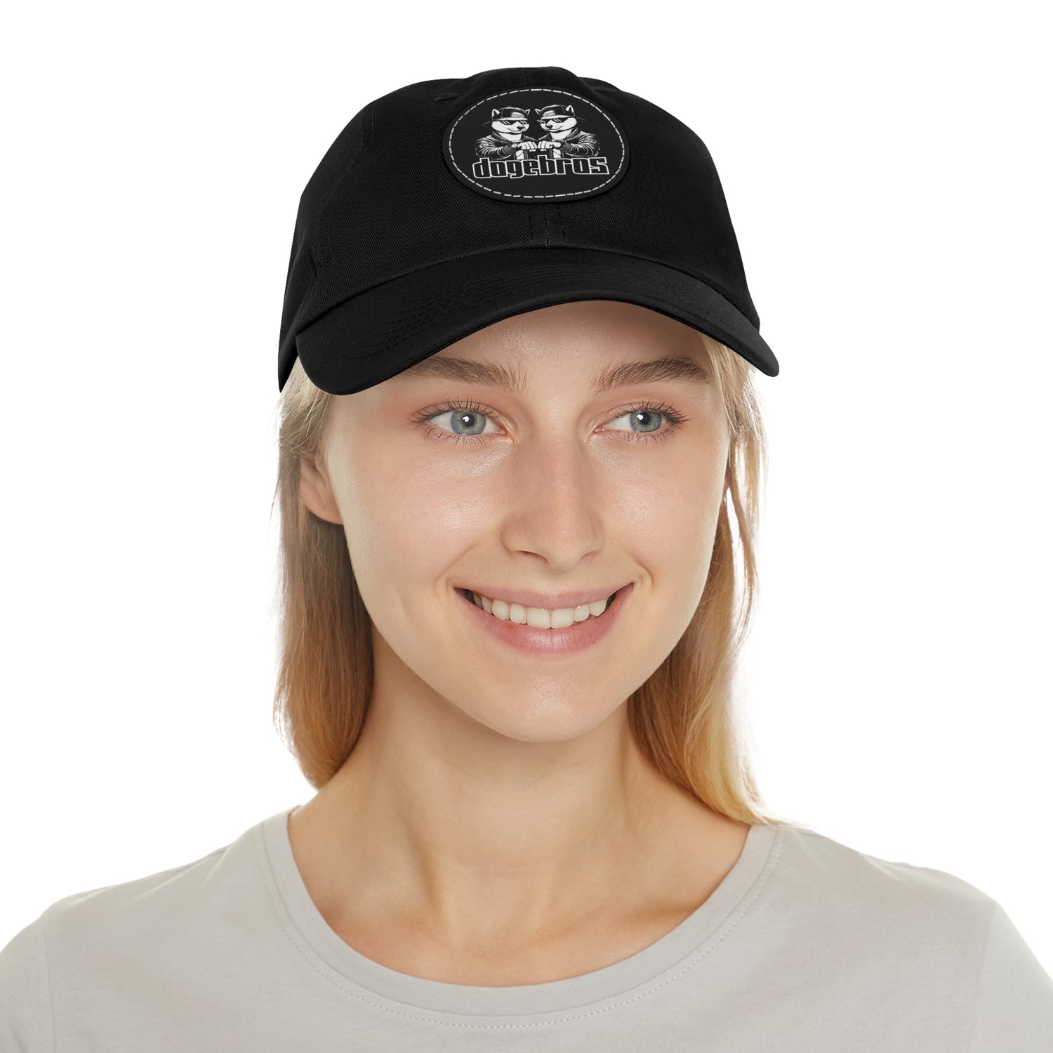 DOGEBROS Stylish Hat with Leather Patch, Casual Cap, Unique Gift for Dads, Trendy Accessories, Perfect for Everyday Wear or Special Occasions