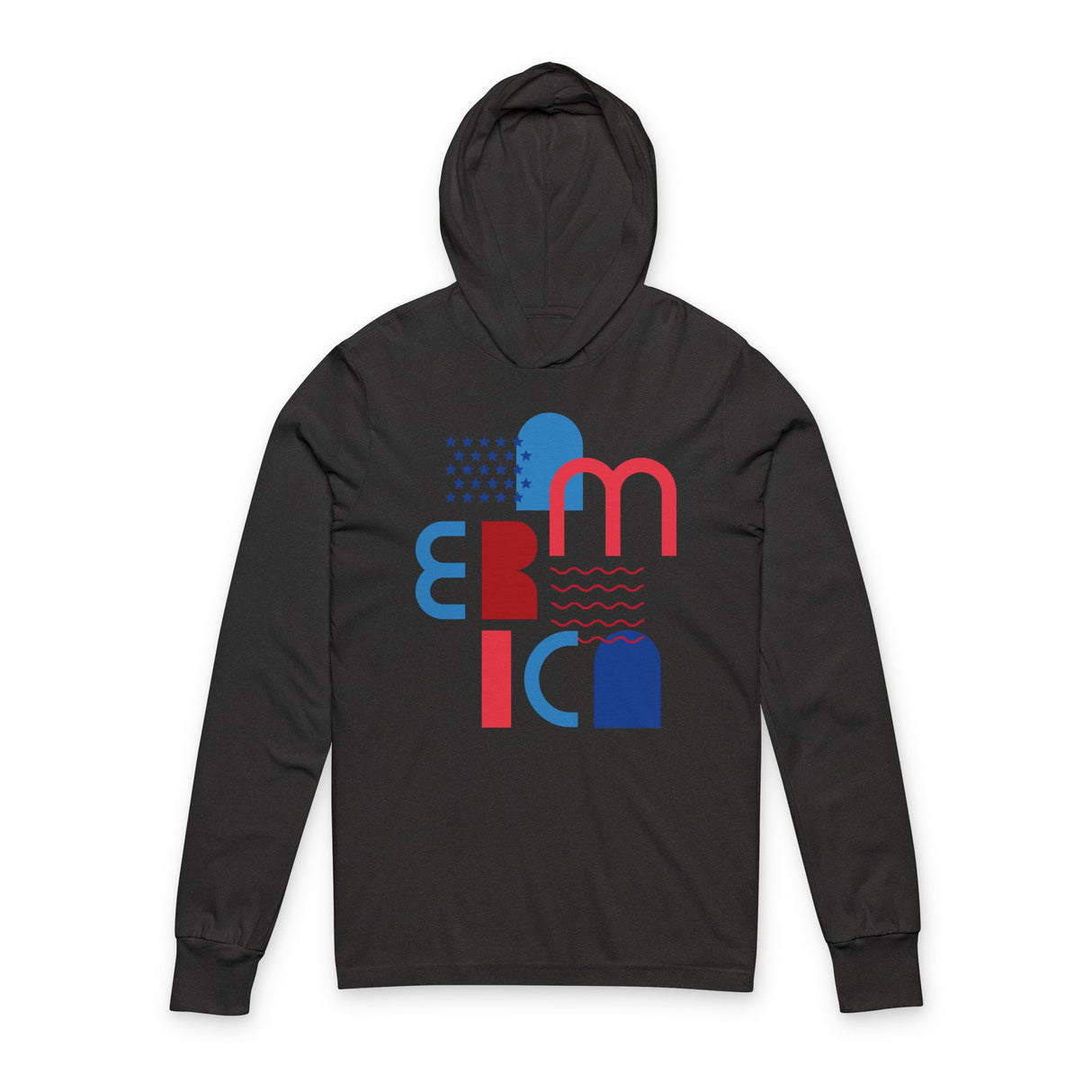 DOGEBROS Unisex Hooded Long Sleeve Tee with Abstract Design, Casual Tee, Gift for Her/Him, Summer Wear, Outdoor Apparel, Trendy Streetwear