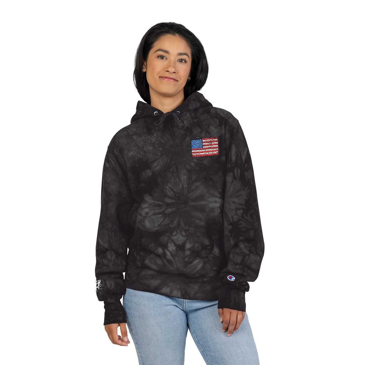 DOGEBROS "ORIGINAL USA" Patriotic Tie-Dye Hoodie | Unisex Champion Sweatshirt, Cozy Outerwear, Gift for Him/Her, Holiday Apparel, Casual Fashion