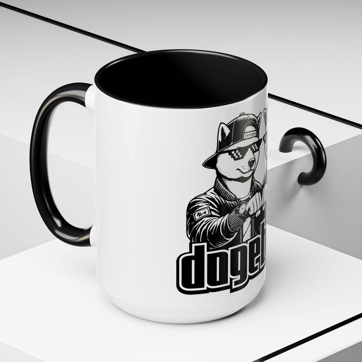 DOGEBROS Coffee Mug, Funny Dog Mug, Gift for Dog Lovers, Unique Cat Mug, Cool Pet Lover Cup, Black Handle Ceramic Mug