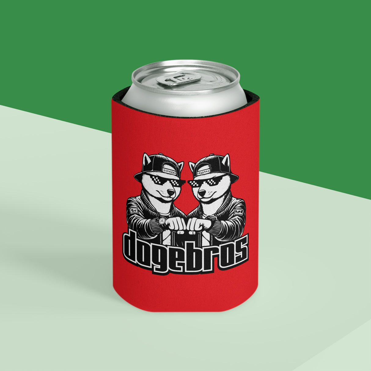 DOGEBROS Funny Can Cooler, Dog-Themed Party Favors, Perfect for BBQs, Tailgates, Gifts for Dog Lovers, Unique Drink Holder - RED