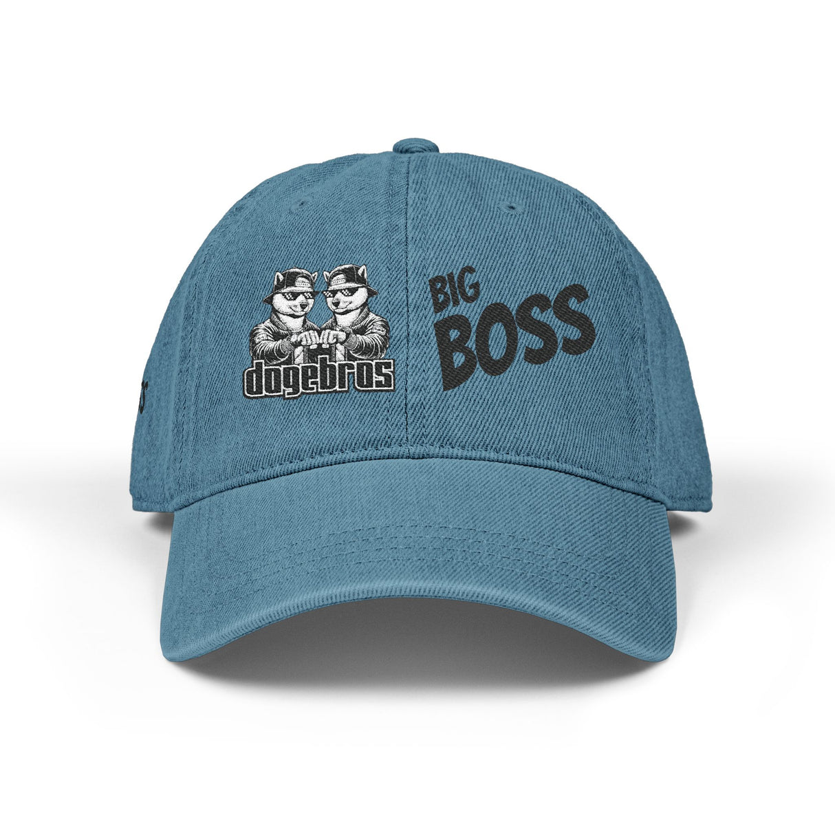 DOGEBROS "BIG BOSS" Embroidered Denim Hat for Bosses | Stylish Casual Cap | Gift for Dads, Graduates, or Best Friends | Trendy Soft Blue Cap