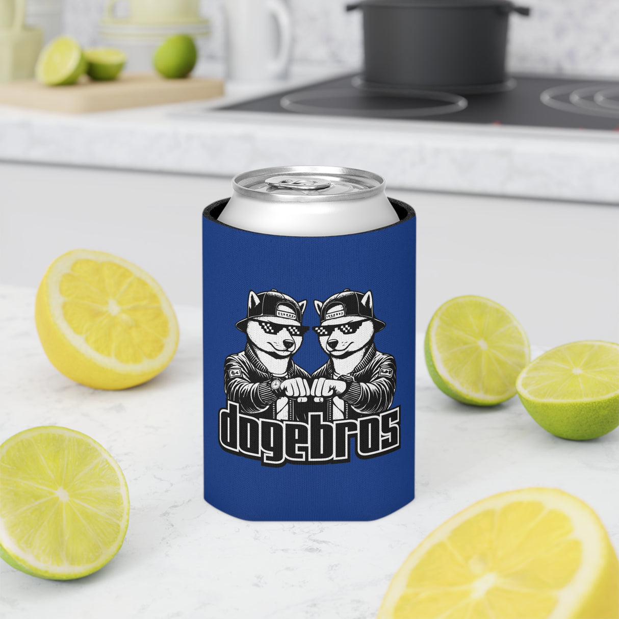 DOGEBROS Funny Can Cooler, Dog-Themed Party Favors, Perfect for BBQs, Tailgates, Gifts for Dog Lovers, Unique Drink Holder - DARK BLUE