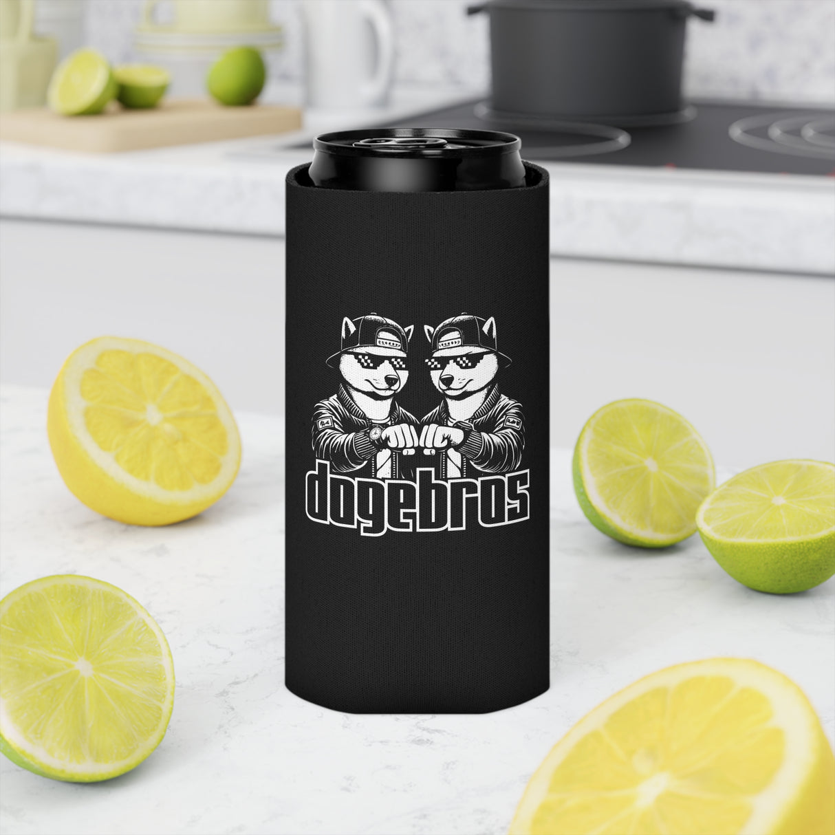 DOGEBROS Funny Can Cooler, Dog-Themed Party Favors, Perfect for BBQs, Tailgates, Gifts for Dog Lovers, Unique Drink Holder - BLACK
