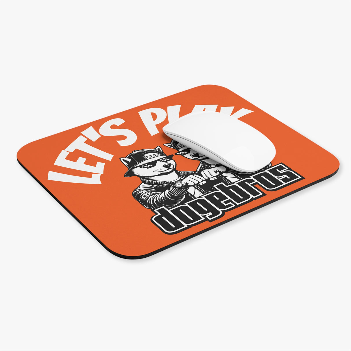 DOGEBROS "LET'S PLAY" Mouse Pad | Funny Office Decor, Gift for Tech Lovers, Gaming Accessories, Home Office Essentials - ORANGE