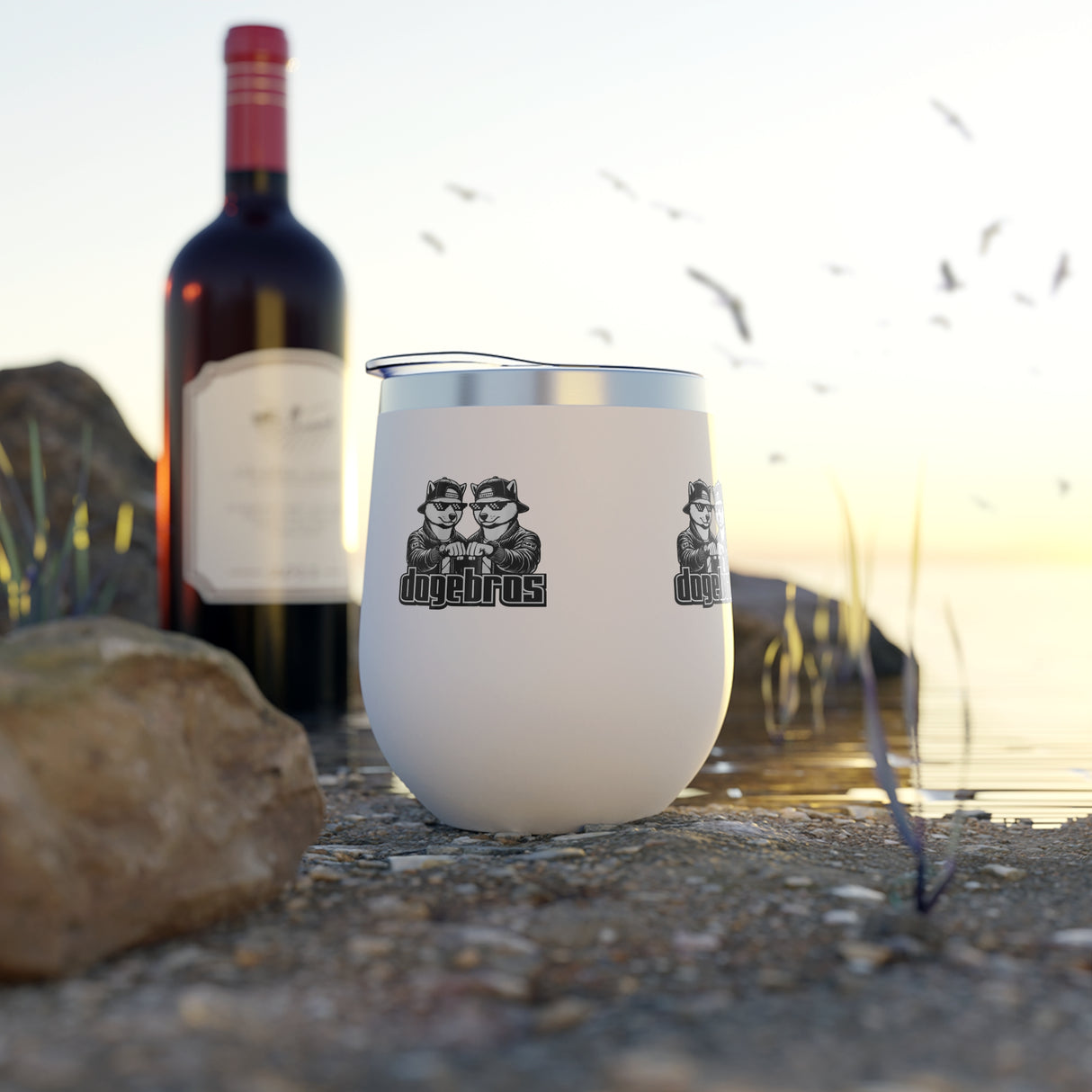 DOGEBROS Copper Insulated Travel Cup, Funny Gift for Friends, Unique Mug for Parties, Stylish Wine Tumbler, Great for Outdoor Adventures