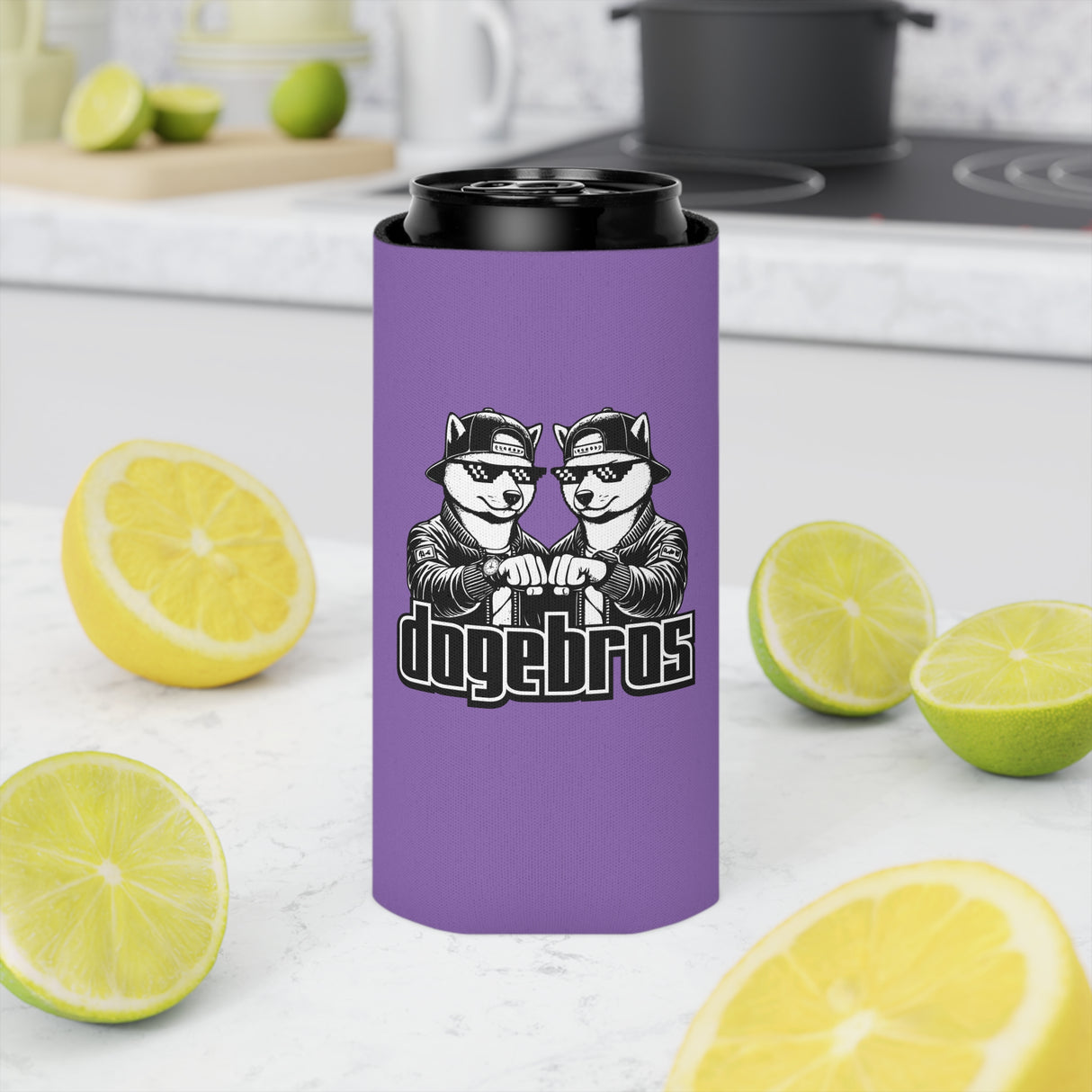 DOGEBROS Funny Can Cooler, Dog-Themed Party Favors, Perfect for BBQs, Tailgates, Gifts for Dog Lovers, Unique Drink Holder - LIGHT PURPLE