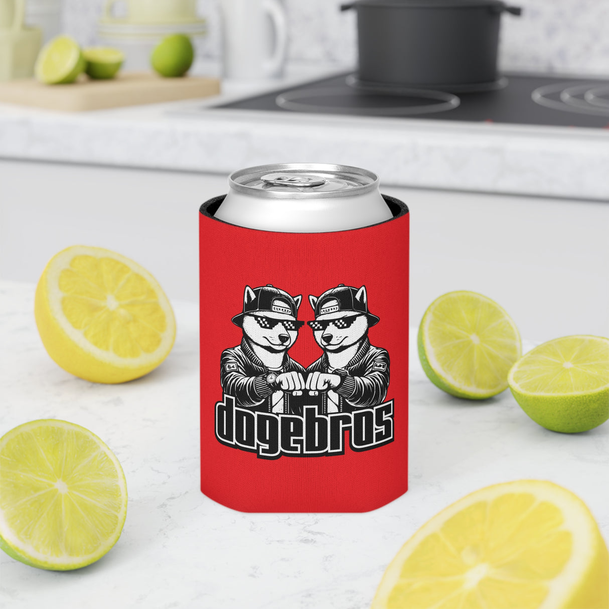 DOGEBROS Funny Can Cooler, Dog-Themed Party Favors, Perfect for BBQs, Tailgates, Gifts for Dog Lovers, Unique Drink Holder - RED