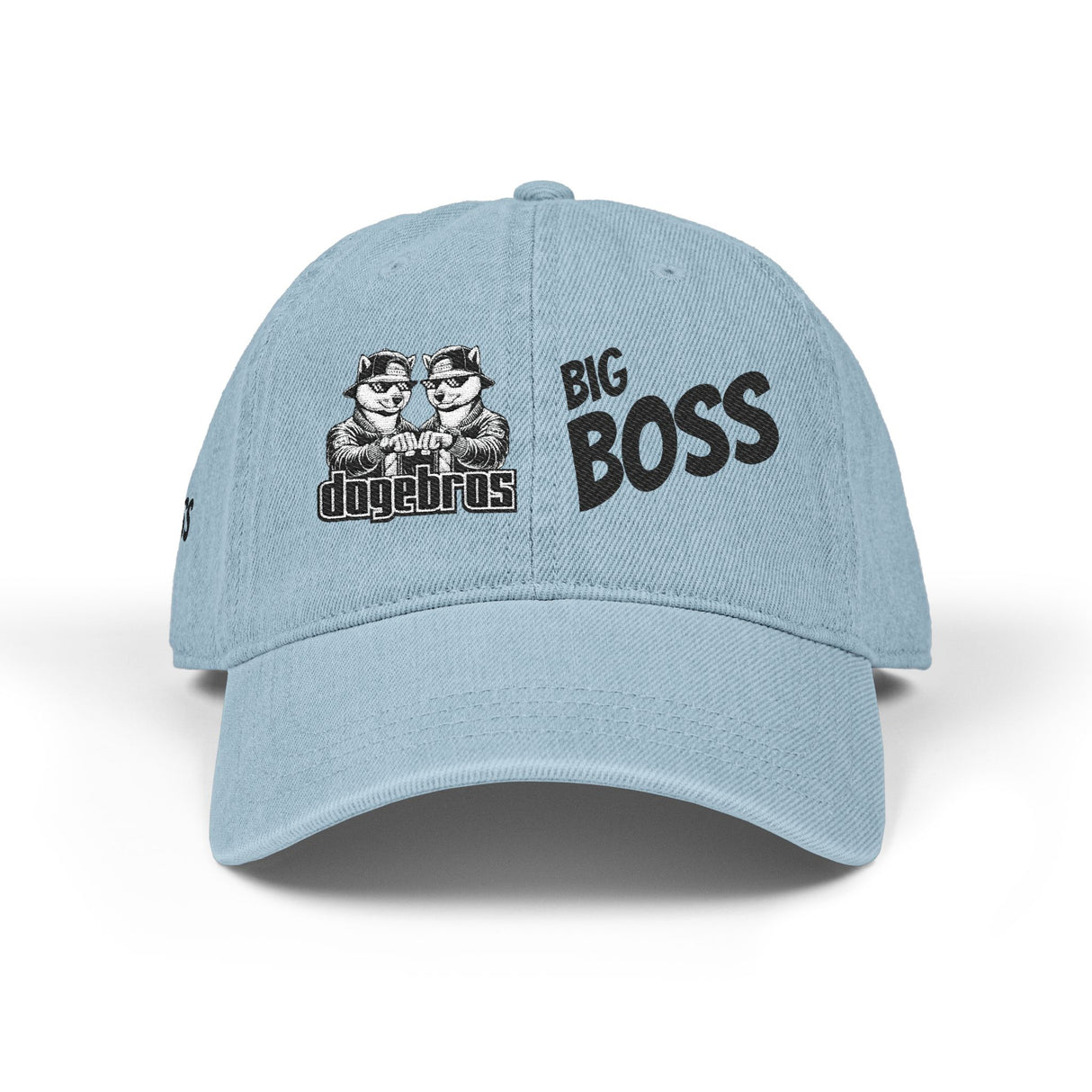 DOGEBROS "BIG BOSS" Embroidered Denim Hat for Bosses | Stylish Casual Cap | Gift for Dads, Graduates, or Best Friends | Trendy Soft Blue Cap