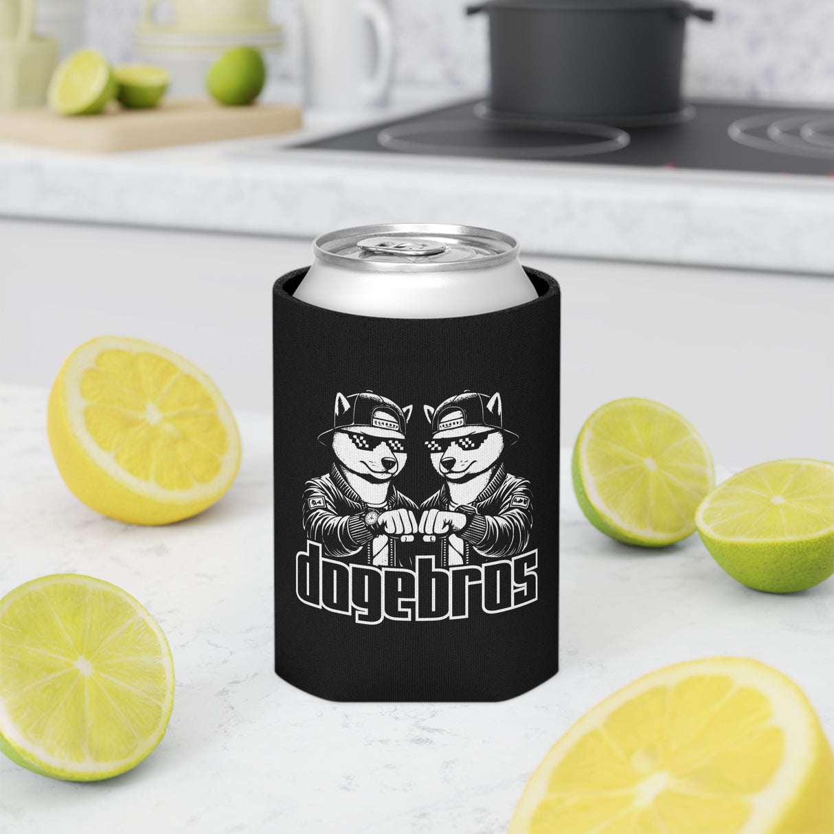 DOGEBROS Funny Can Cooler, Dog-Themed Party Favors, Perfect for BBQs, Tailgates, Gifts for Dog Lovers, Unique Drink Holder - BLACK