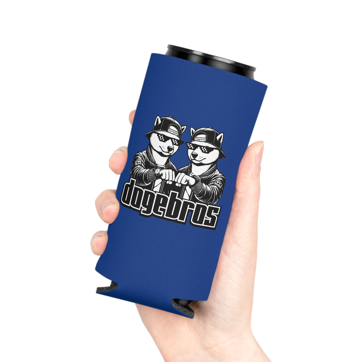 DOGEBROS Funny Can Cooler, Dog-Themed Party Favors, Perfect for BBQs, Tailgates, Gifts for Dog Lovers, Unique Drink Holder - DARK BLUE