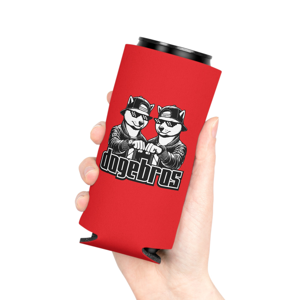 DOGEBROS Funny Can Cooler, Dog-Themed Party Favors, Perfect for BBQs, Tailgates, Gifts for Dog Lovers, Unique Drink Holder - RED