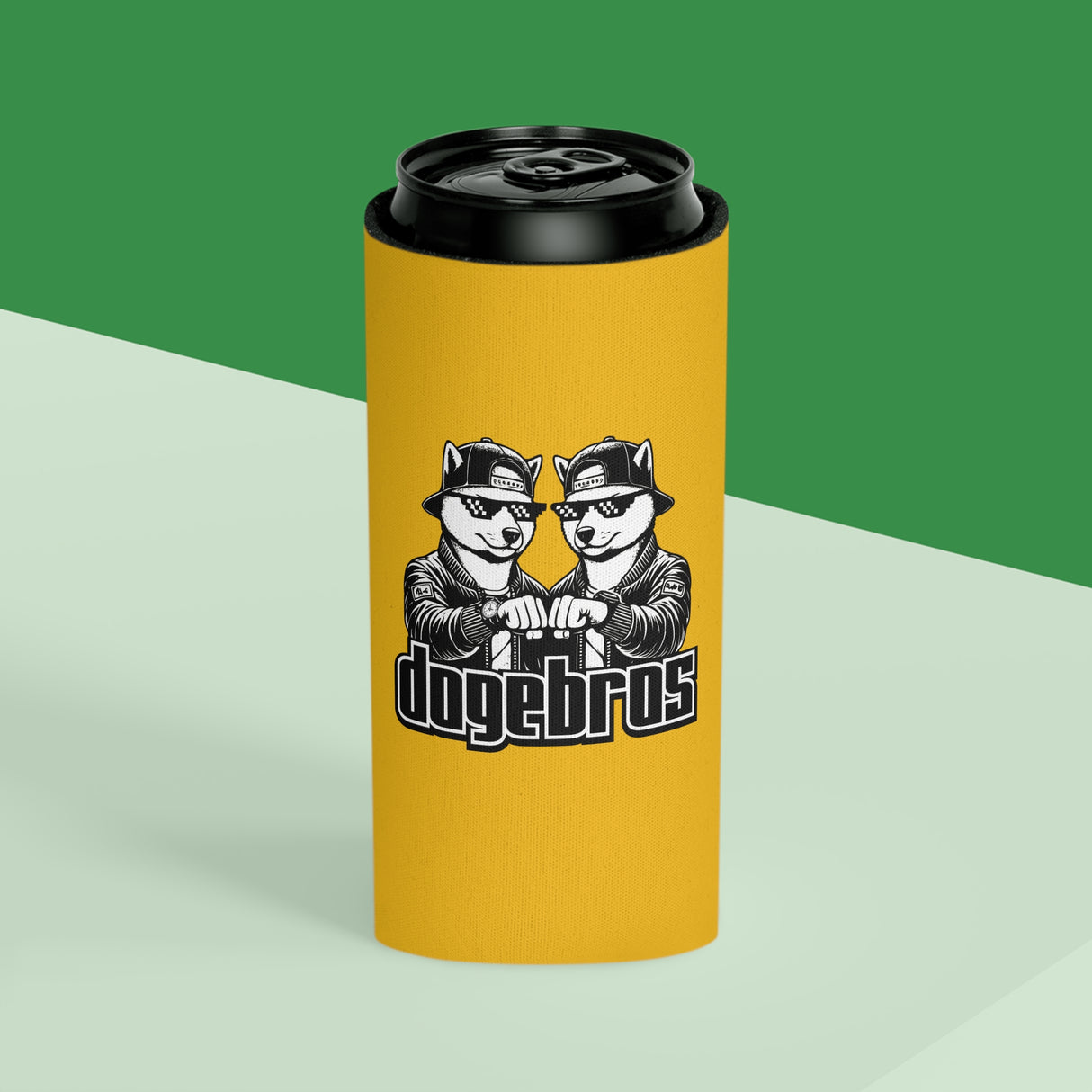DOGEBROS Funny Can Cooler, Dog-Themed Party Favors, Perfect for BBQs, Tailgates, Gifts for Dog Lovers, Unique Drink Holder - YELLOW