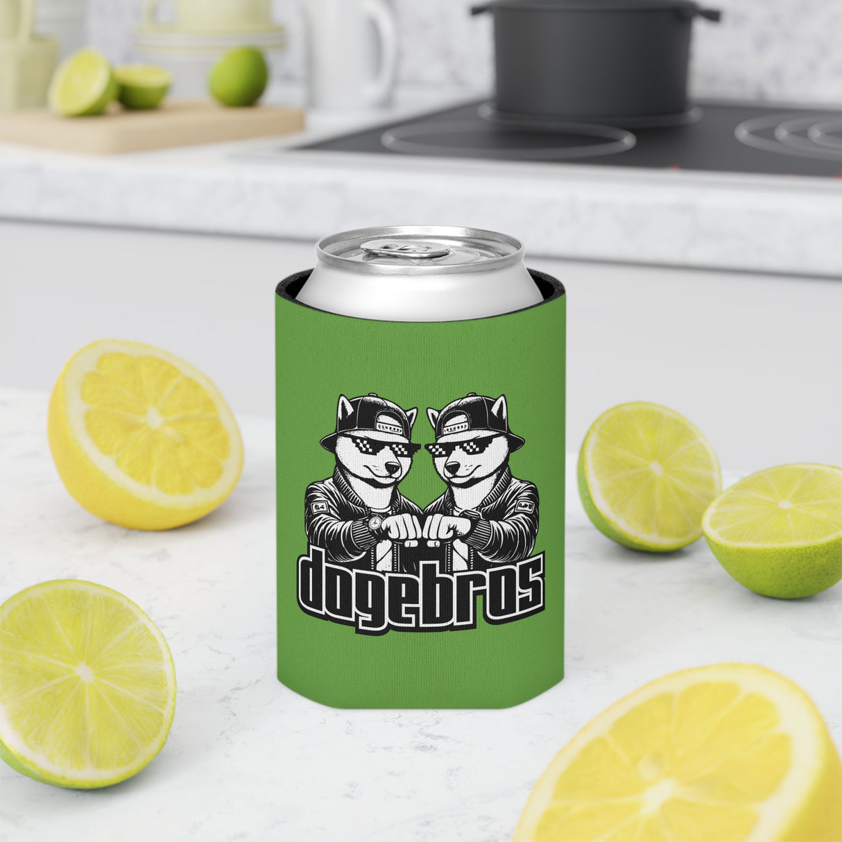 DOGEBROS Funny Can Cooler, Dog-Themed Party Favors, Perfect for BBQs, Tailgates, Gifts for Dog Lovers, Unique Drink Holder - GREEN