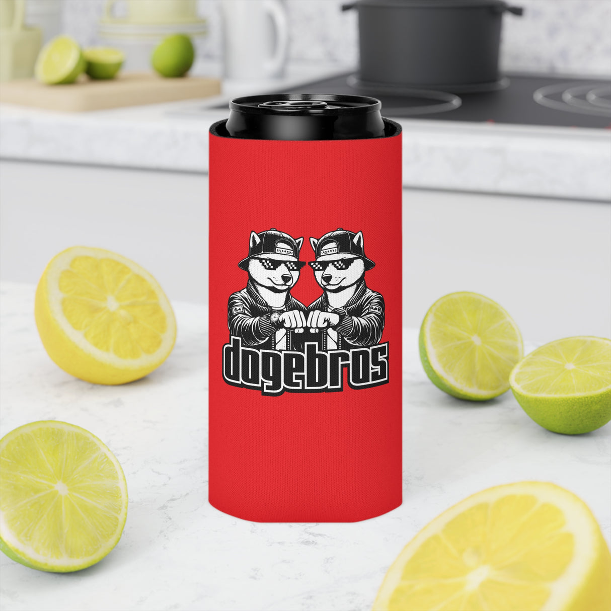 DOGEBROS Funny Can Cooler, Dog-Themed Party Favors, Perfect for BBQs, Tailgates, Gifts for Dog Lovers, Unique Drink Holder - RED
