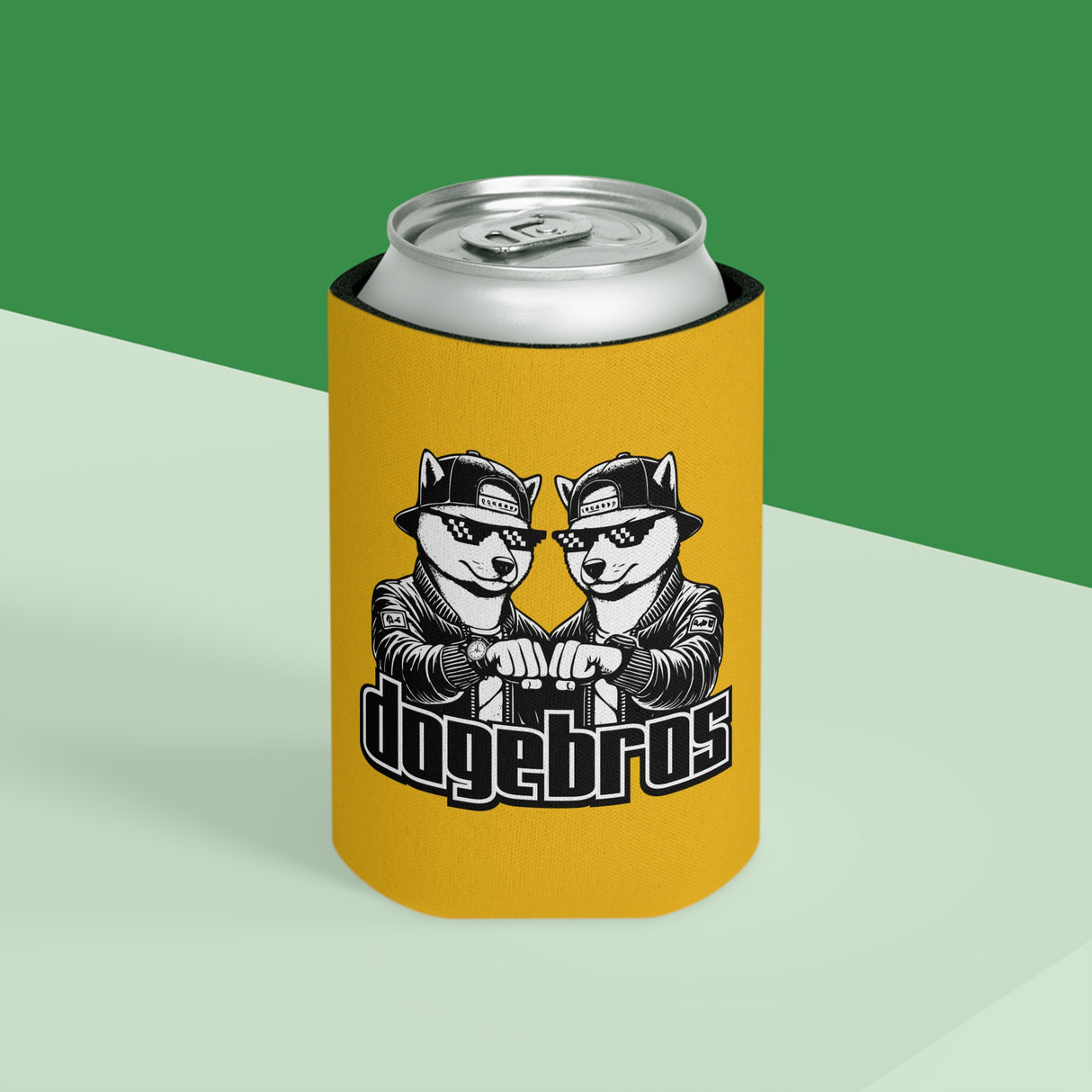 DOGEBROS Funny Can Cooler, Dog-Themed Party Favors, Perfect for BBQs, Tailgates, Gifts for Dog Lovers, Unique Drink Holder - YELLOW