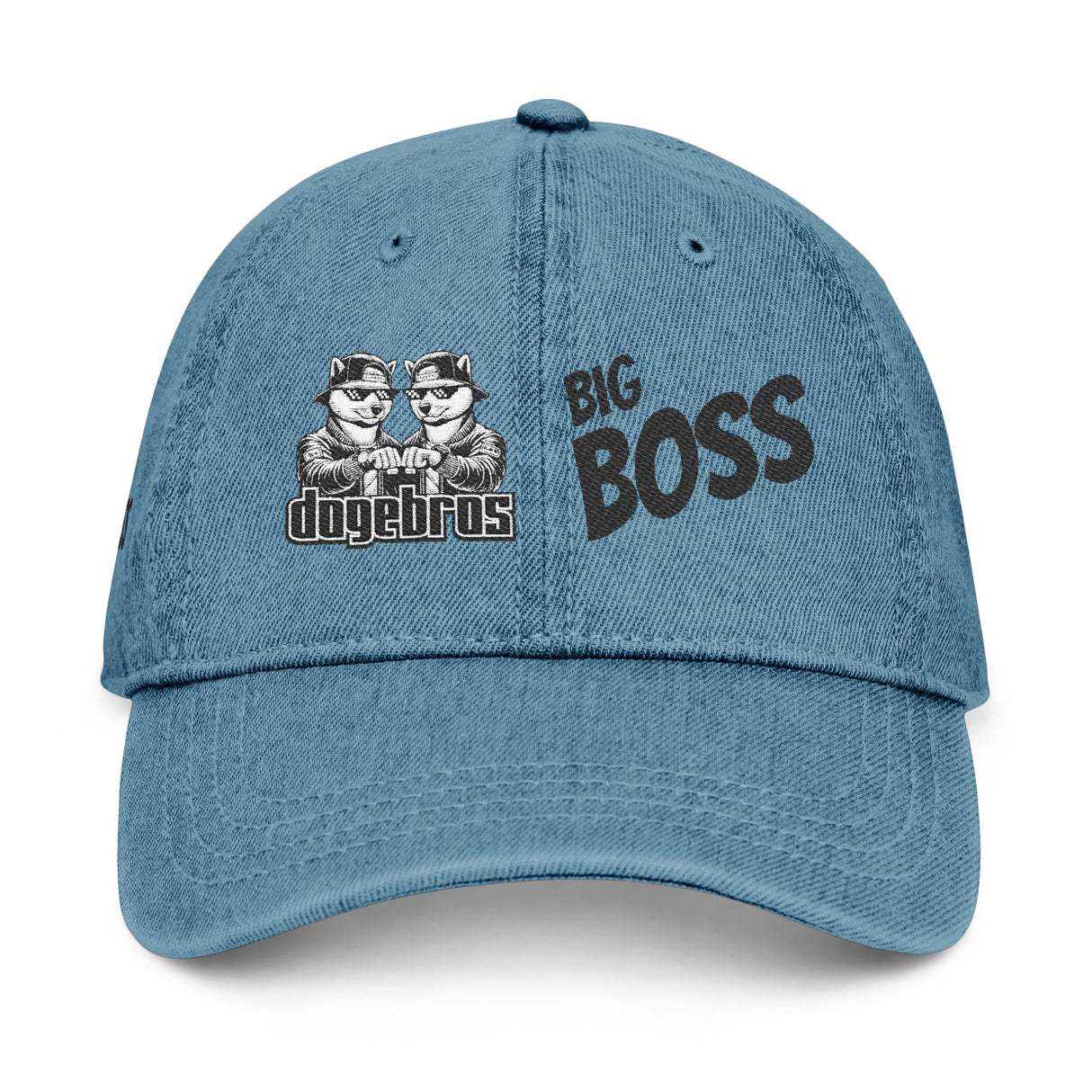 DOGEBROS "BIG BOSS" Embroidered Denim Hat for Bosses | Stylish Casual Cap | Gift for Dads, Graduates, or Best Friends | Trendy Soft Blue Cap