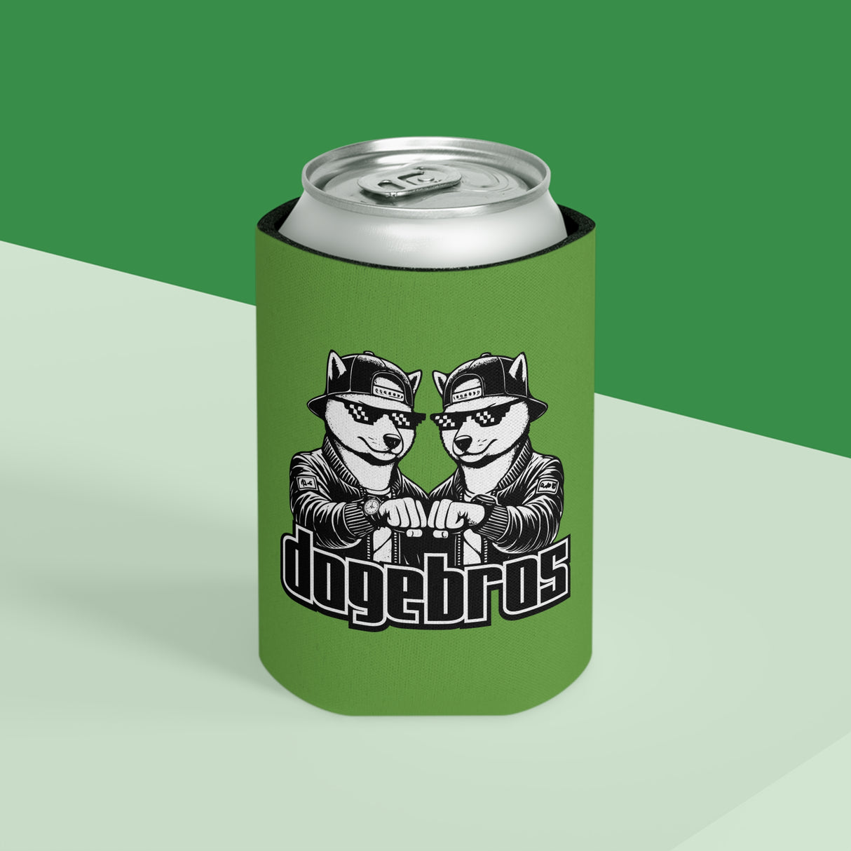 DOGEBROS Funny Can Cooler, Dog-Themed Party Favors, Perfect for BBQs, Tailgates, Gifts for Dog Lovers, Unique Drink Holder - GREEN