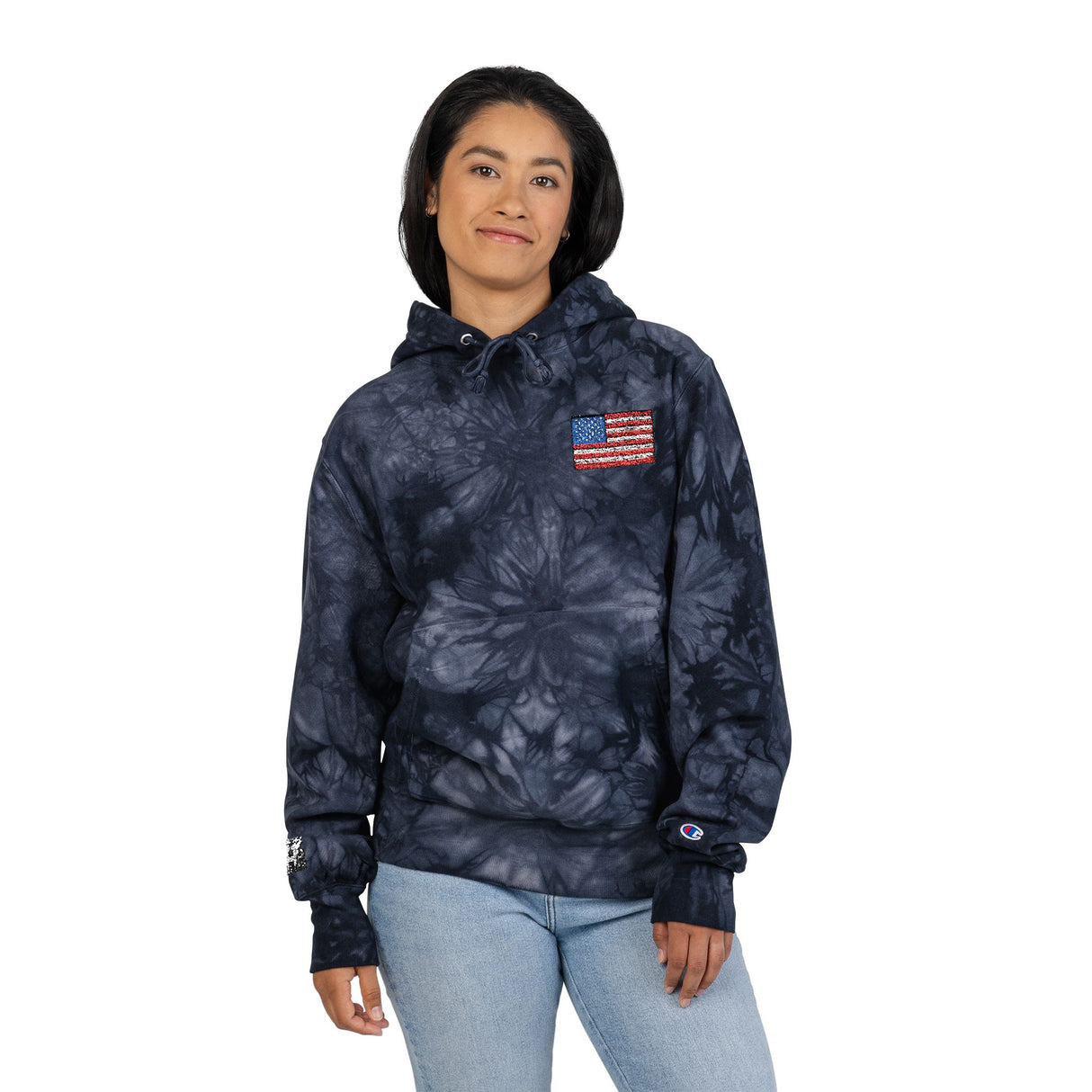 DOGEBROS "ORIGINAL USA" Patriotic Tie-Dye Hoodie | Unisex Champion Sweatshirt, Cozy Outerwear, Gift for Him/Her, Holiday Apparel, Casual Fashion