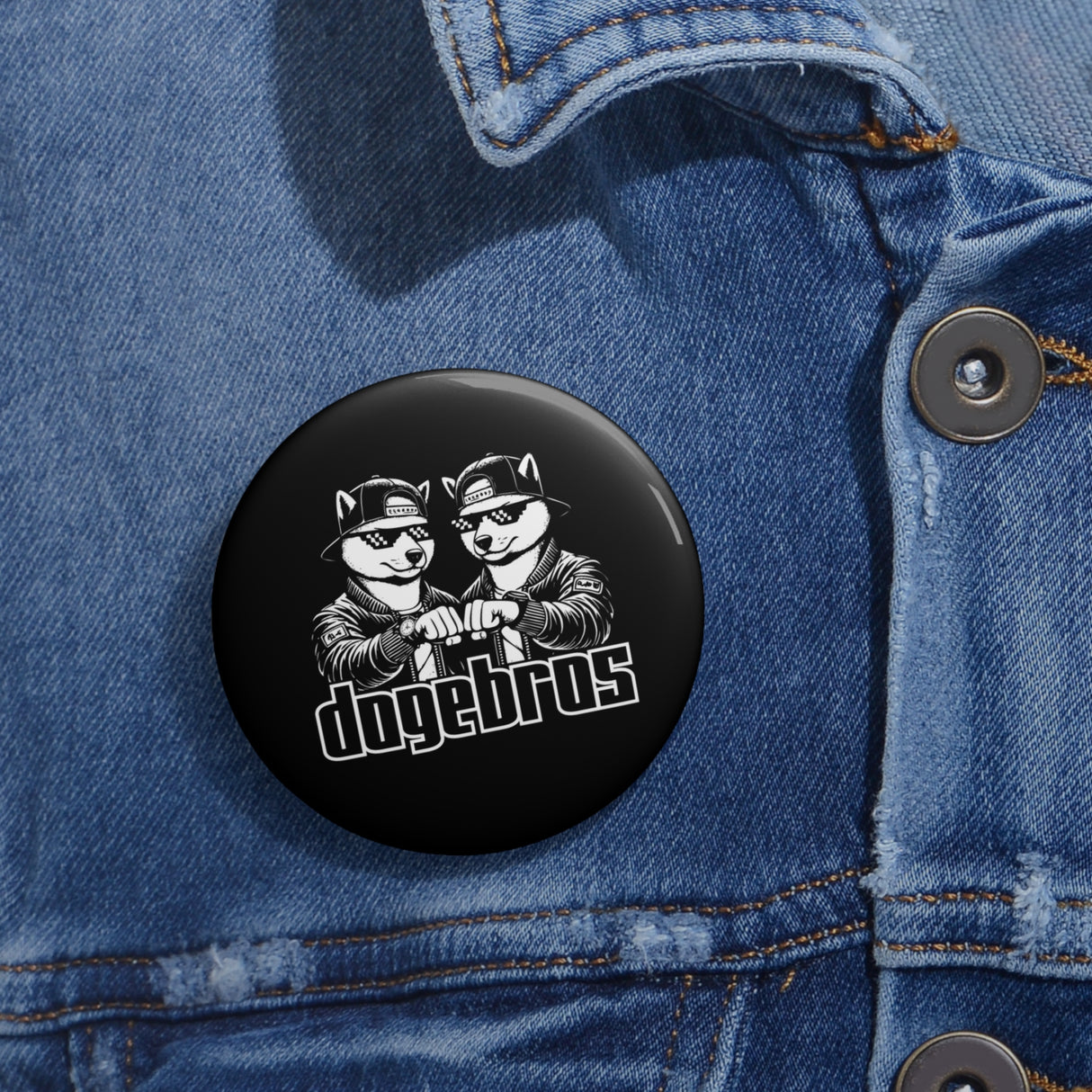 DOGEBROS Pin Buttons, Fun Badges for Gifts, Stylish Friends Accessories, Collectible Pins, Unique Party Favors - BLACK