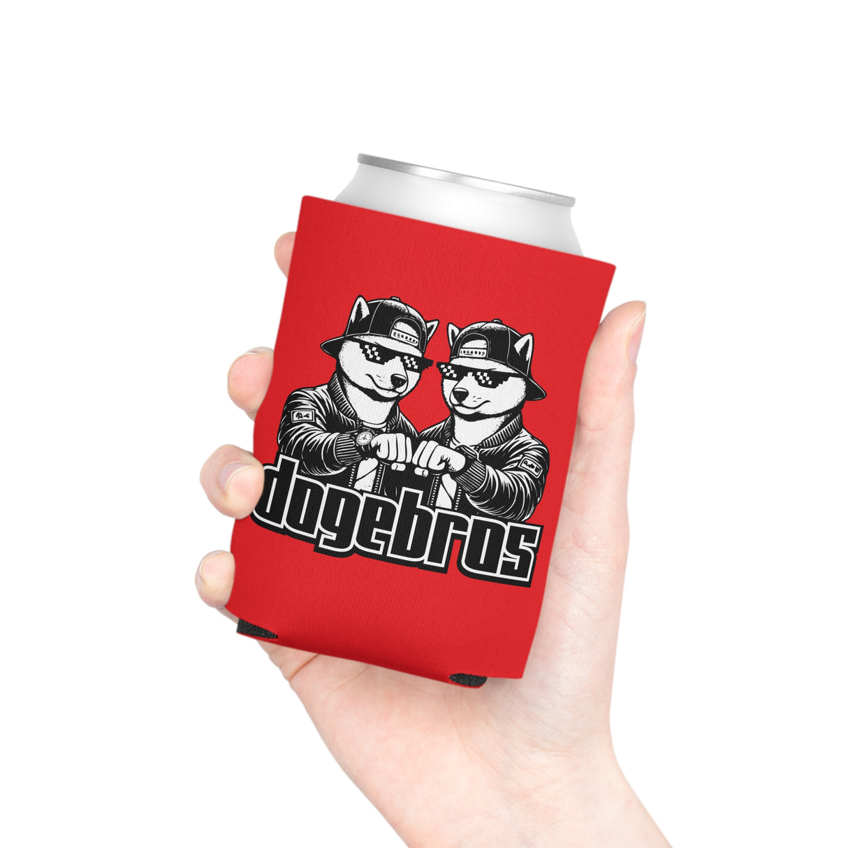 DOGEBROS Funny Can Cooler, Dog-Themed Party Favors, Perfect for BBQs, Tailgates, Gifts for Dog Lovers, Unique Drink Holder - RED