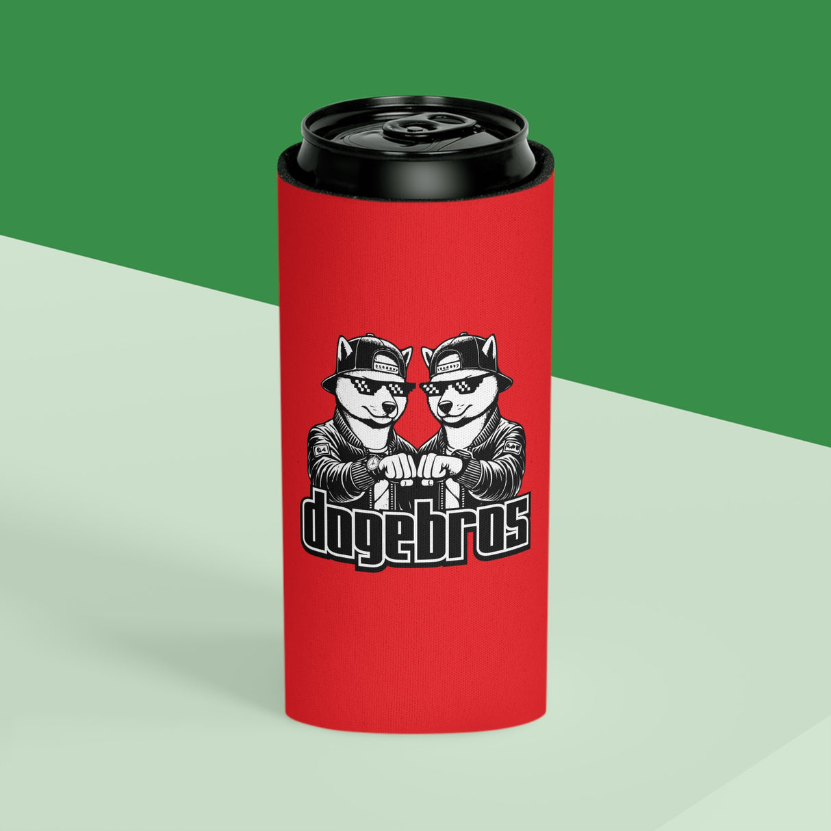 DOGEBROS Funny Can Cooler, Dog-Themed Party Favors, Perfect for BBQs, Tailgates, Gifts for Dog Lovers, Unique Drink Holder - RED