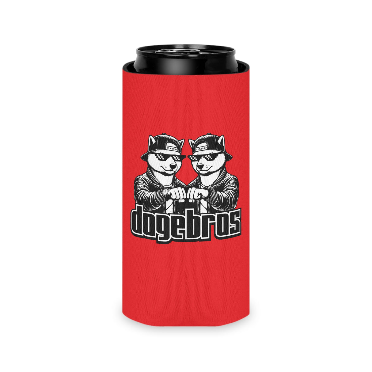 DOGEBROS Funny Can Cooler, Dog-Themed Party Favors, Perfect for BBQs, Tailgates, Gifts for Dog Lovers, Unique Drink Holder - RED