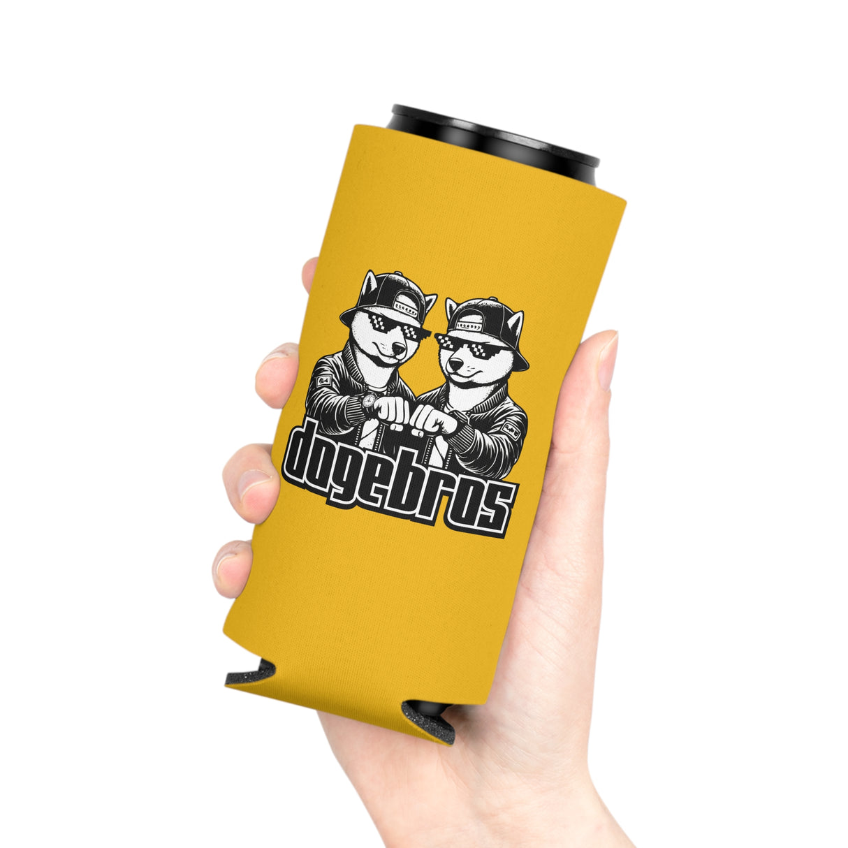 DOGEBROS Funny Can Cooler, Dog-Themed Party Favors, Perfect for BBQs, Tailgates, Gifts for Dog Lovers, Unique Drink Holder - YELLOW