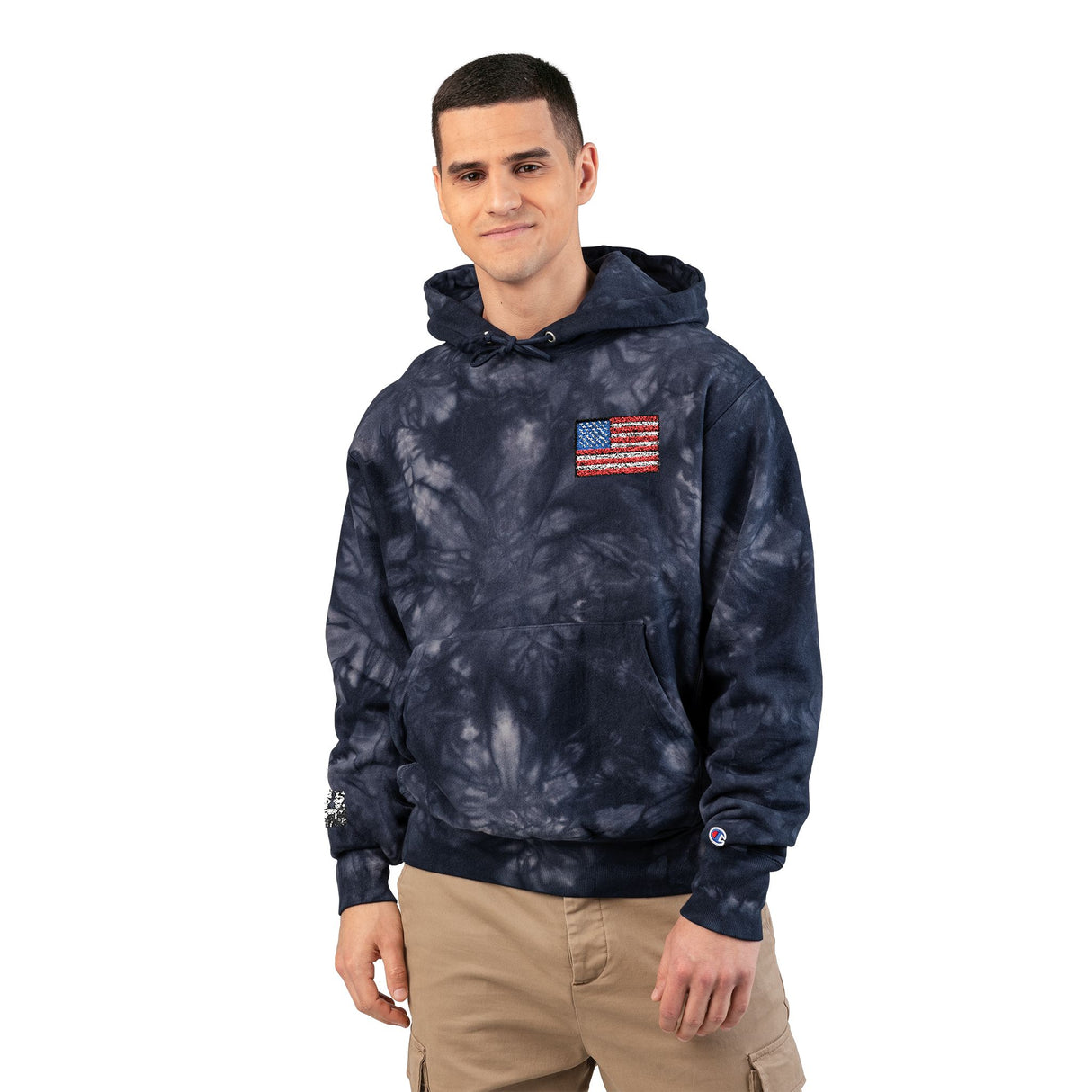 DOGEBROS "ORIGINAL USA" Patriotic Tie-Dye Hoodie | Unisex Champion Sweatshirt, Cozy Outerwear, Gift for Him/Her, Holiday Apparel, Casual Fashion