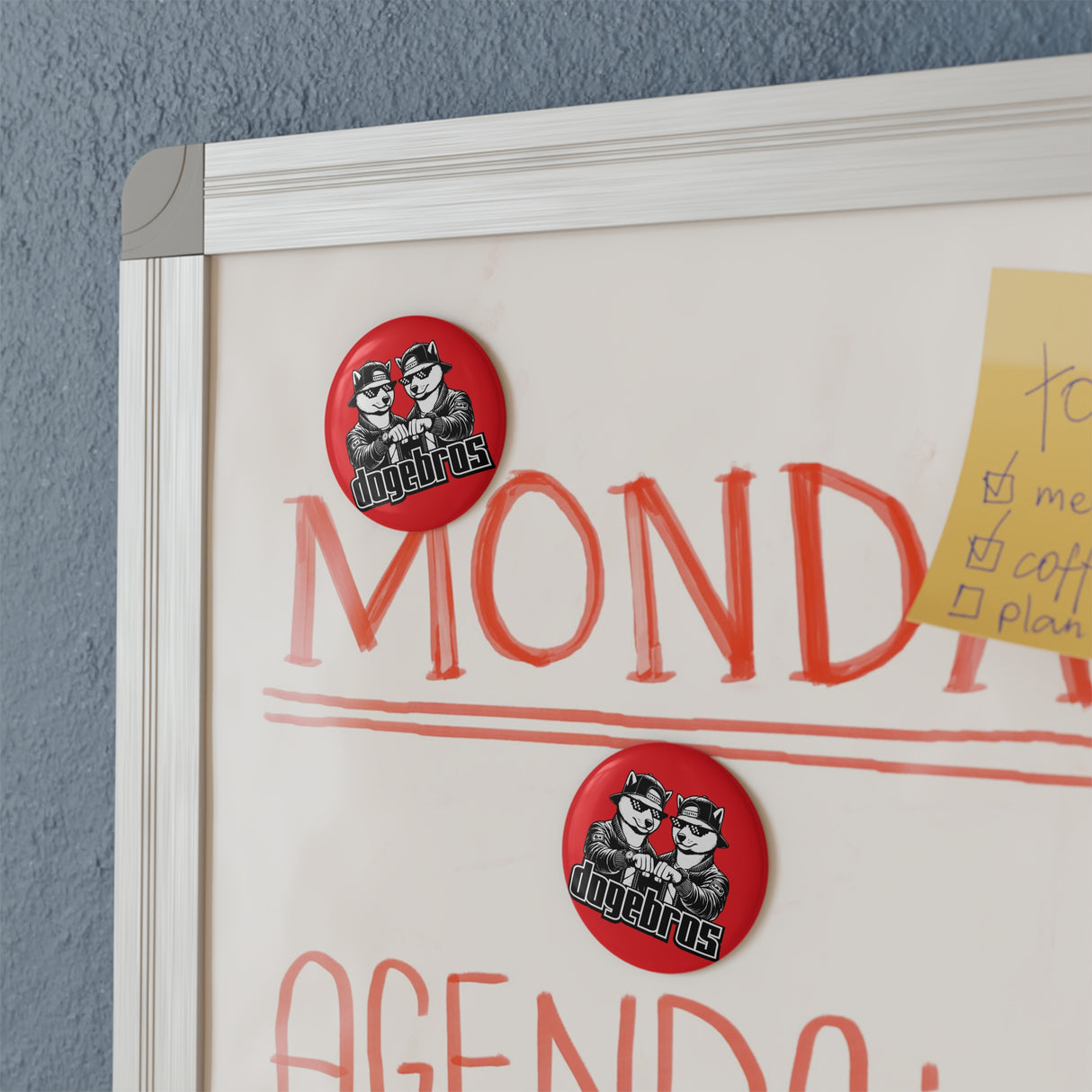 DOGEBROS Button Magnet | Fun Refrigerator Decor, Collectible Gift, Unique Office Accessory, Cool Doge Merchandise, Perfect for Dog Lovers