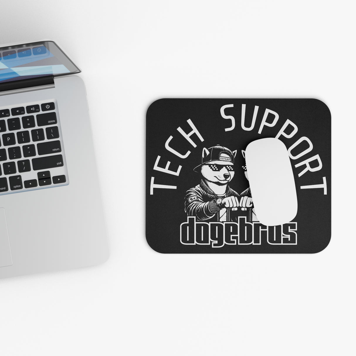 DOGEBROS "TECH SUPPORT" Mouse Pad, Funny Office Decor, Gift for Tech Lovers, Gaming Accessories, Home Office Essentials