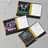 2026 DOGEBROS Desktop Calendar — Spiral-Bound Grid Monthly Planner