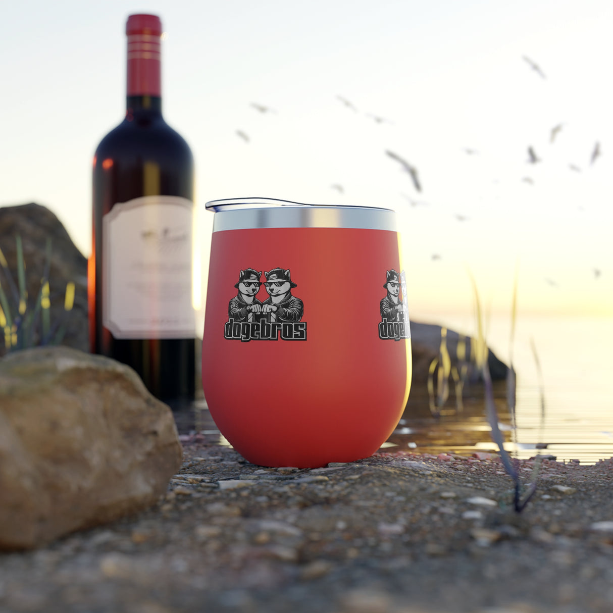 DOGEBROS Copper Insulated Travel Cup, Funny Gift for Friends, Unique Mug for Parties, Stylish Wine Tumbler, Great for Outdoor Adventures
