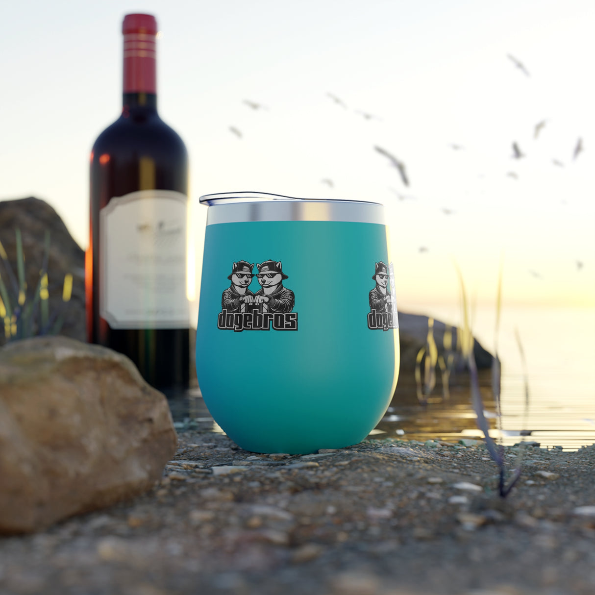 DOGEBROS Copper Insulated Travel Cup, Funny Gift for Friends, Unique Mug for Parties, Stylish Wine Tumbler, Great for Outdoor Adventures