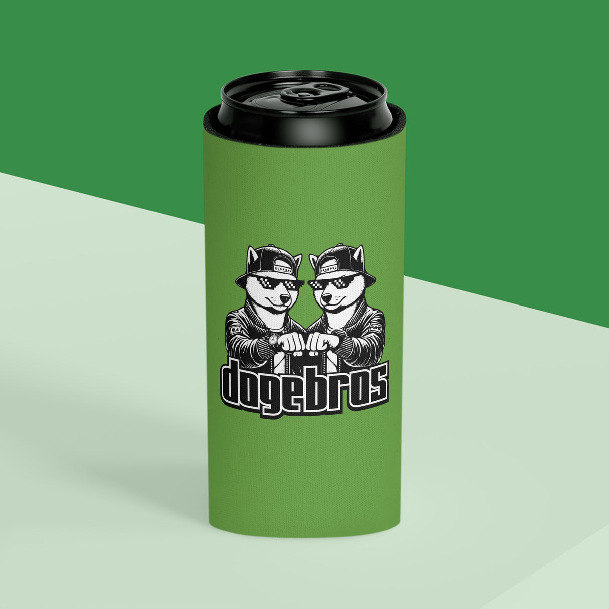 DOGEBROS Funny Can Cooler, Dog-Themed Party Favors, Perfect for BBQs, Tailgates, Gifts for Dog Lovers, Unique Drink Holder - GREEN