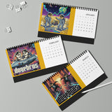 2026 DOGEBROS Desktop Calendar — Spiral-Bound Grid Monthly Planner